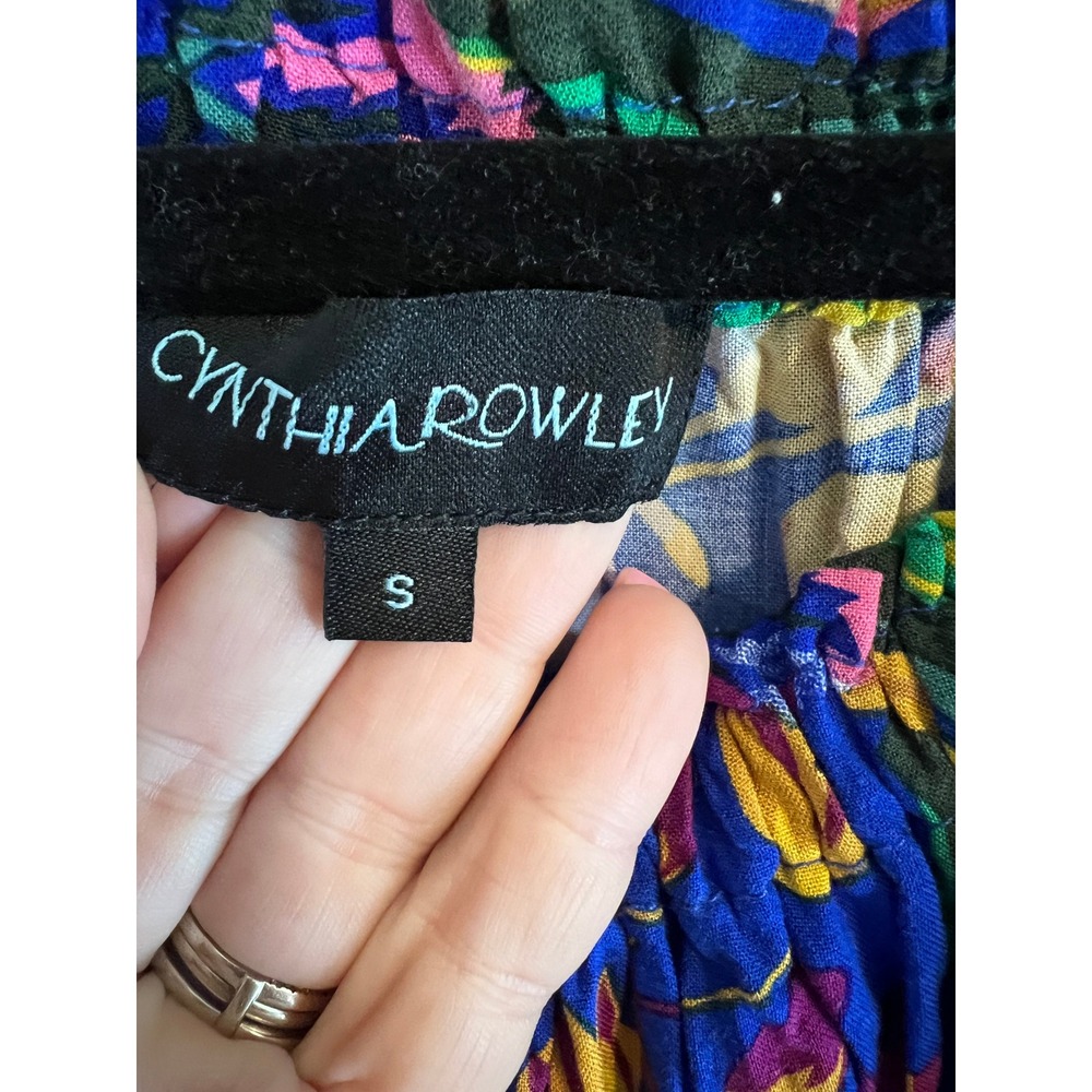 Cynthia Rowley Blue Tropical Floral Off Shoulder Blouson Crop Top Small - Picture 2 of 6